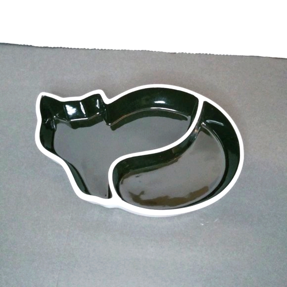 Black Cat Divided Candy Nut Serving Dish by Sagaform